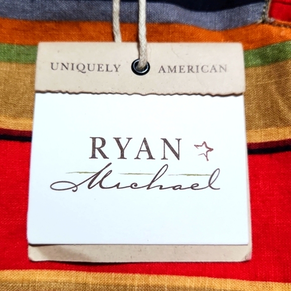 NEW Ryan Michael Aztec Navajo Blanket Linen Blend Striped Skirt Size 10 - Picture 3 of 9